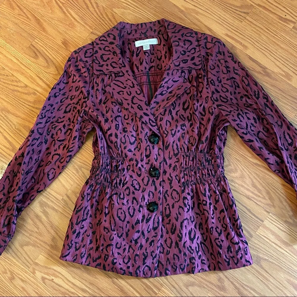 Vintage 90’s Y2K Leopard Print Burgundy Vintage Blazer Jacket Size M
